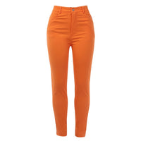 Shiny Neon Pink Green Pencil Pants High Street Women Trousers Skinny High Waist Orange Pants Ladies Long Trousers Skinny Sexy