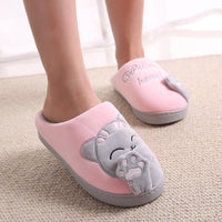 Women Winter Home Slippers Cartoon Cat Shoes Non-slip Soft Winter Warm House Slippers Indoor Bedroom Lovers Couples Floor Shoes