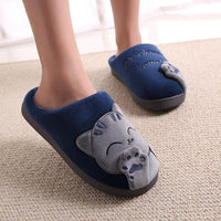 Women Winter Home Slippers Cartoon Cat Shoes Non-slip Soft Winter Warm House Slippers Indoor Bedroom Lovers Couples Floor Shoes