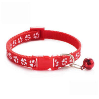 Collier Pour Chiot Collar For Cats Necklace For Cats Collar With Bell Colar Cute Paw Print Adjustable Nylon Ribbon Neck Strap